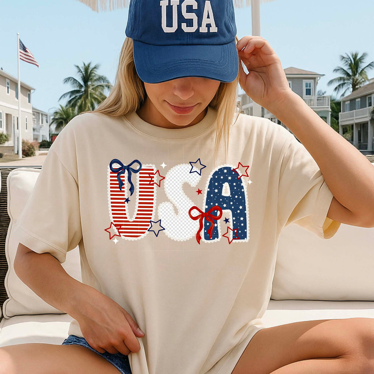 USA pattered font (CSC) Sunday Special DTF transfer