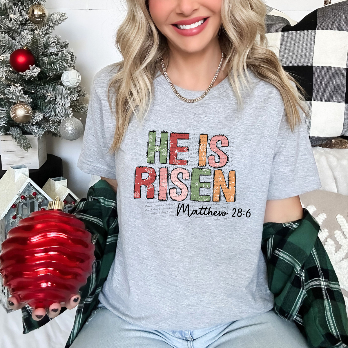 His is risen (letters with snowflakes) 49773 DTF transferk