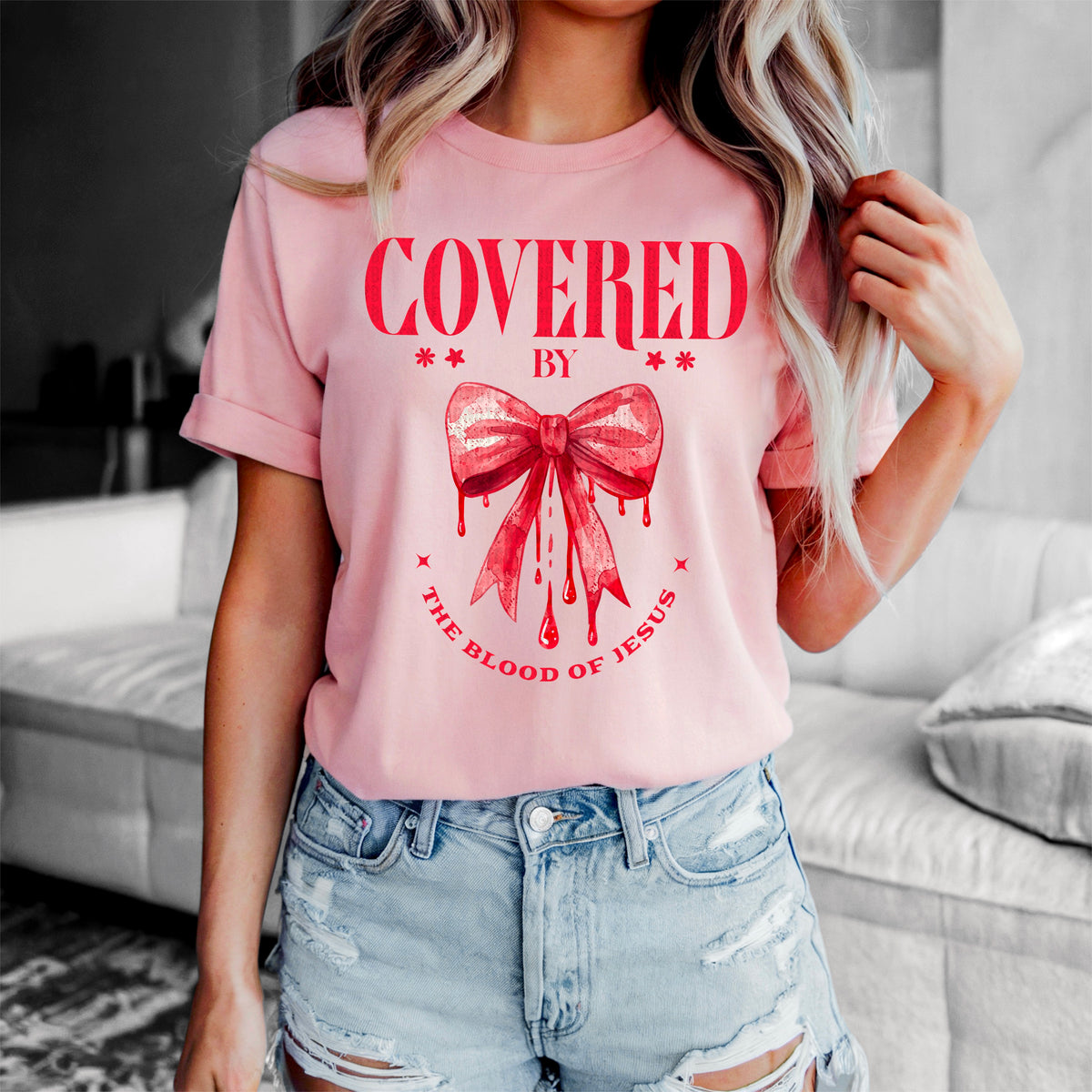 Covered by the blood of Jesus bow 93615 DTF transfer