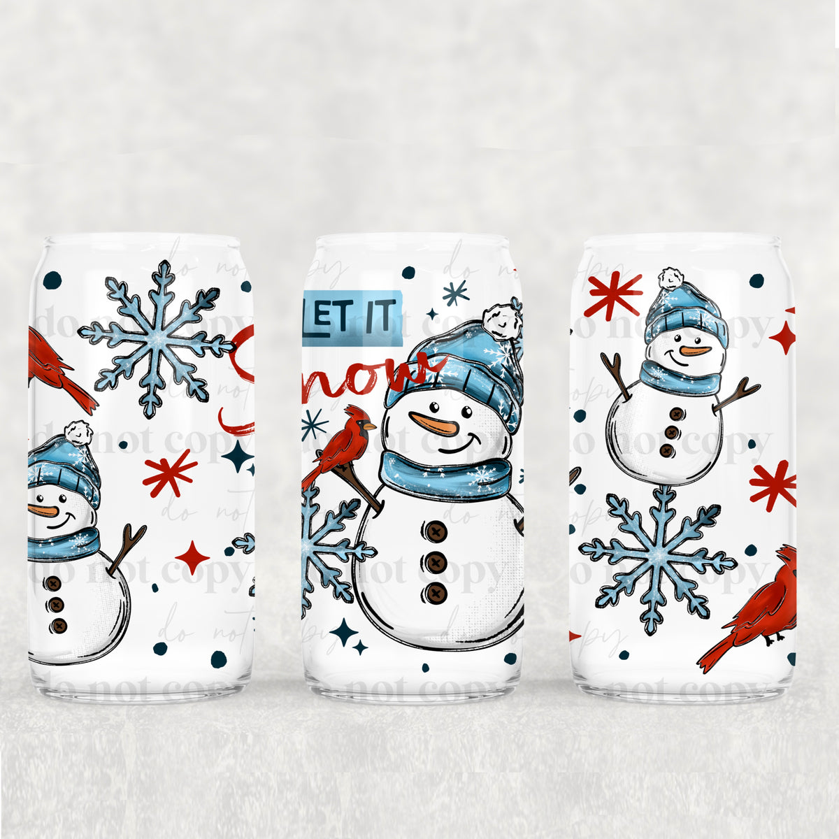 Let it snow snowman and cardinal (csc) UV DTF WRAP