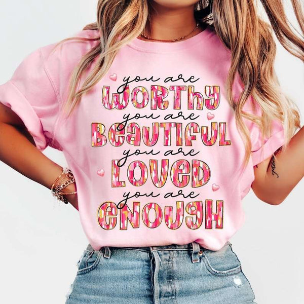 You are worthy you are beautiful brushstroke 77715 DTF transfer