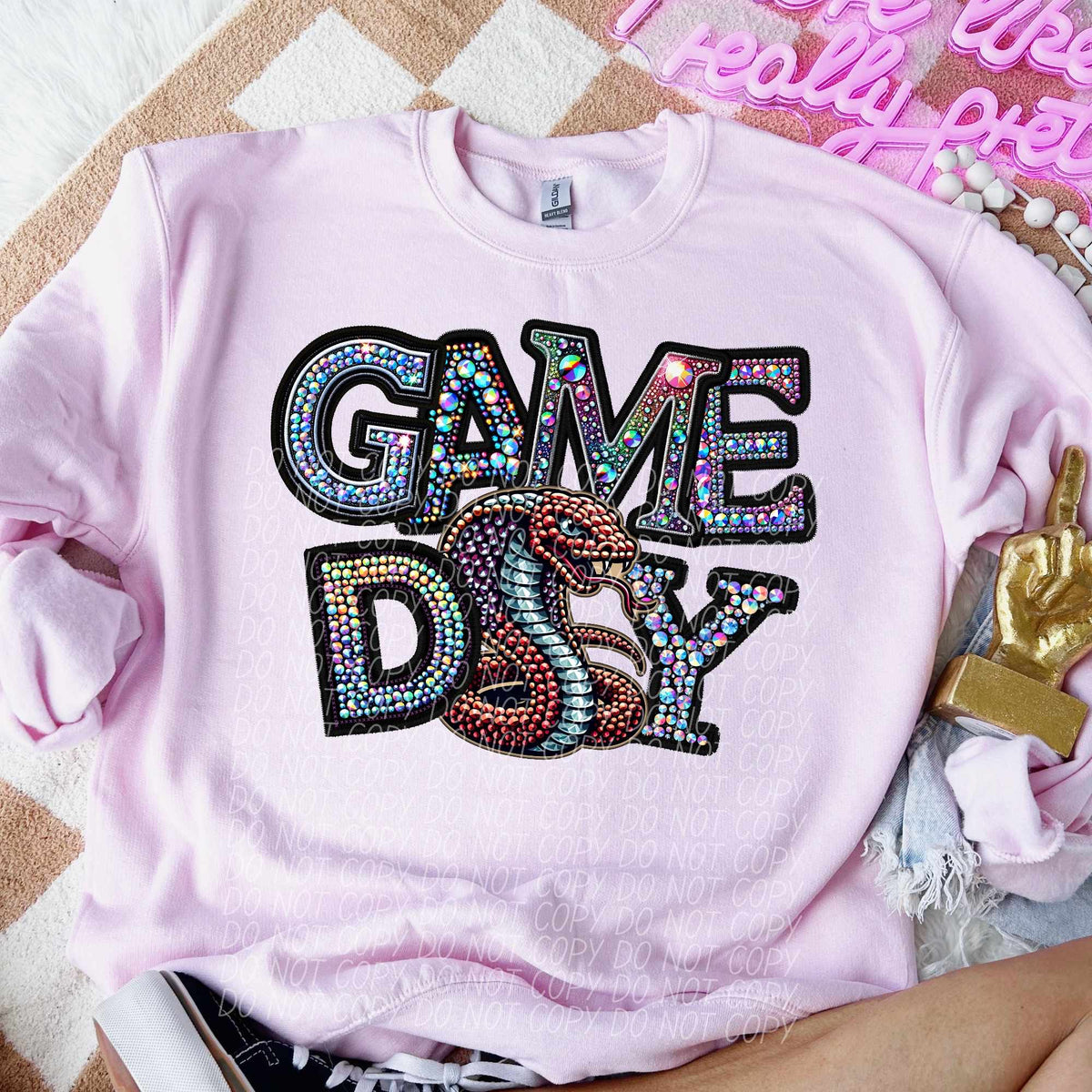 Game day cobras rhinestone colored mascot (CITY) 44379 DTF transfer