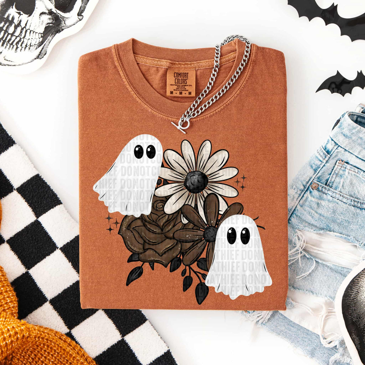 Ghost and florals neutrals SDD DTF transfer