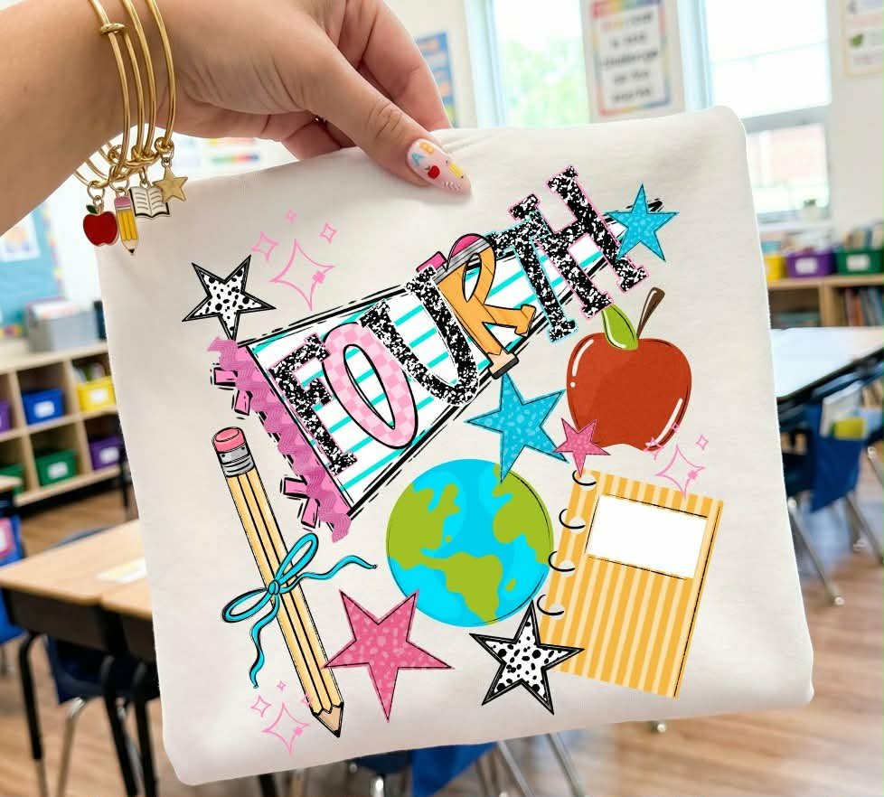 Fourth back to school pennant (S&G) DTF Transfer