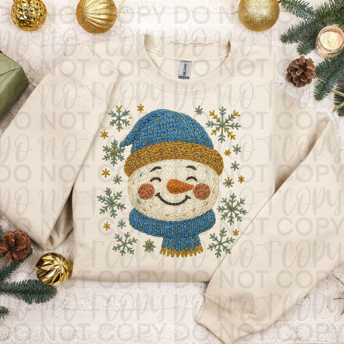 Faux Yarn Happy Snowman 117490 DTF Transfer