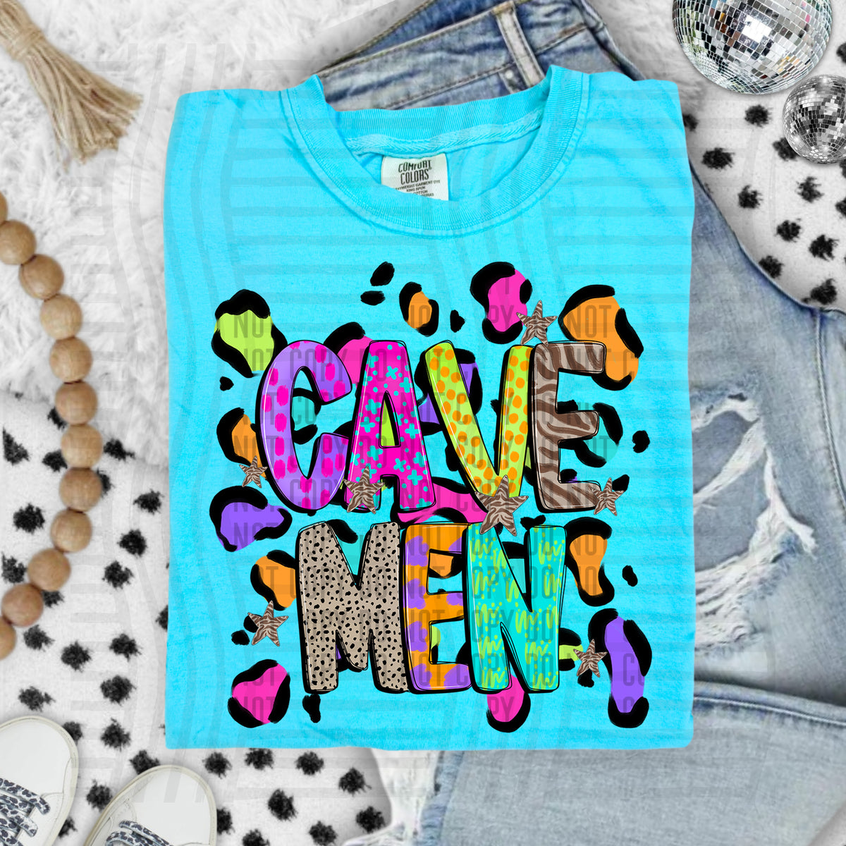 Cavemen Funky Mix Up Leopard Mascot (Caplinger) DTF transfer