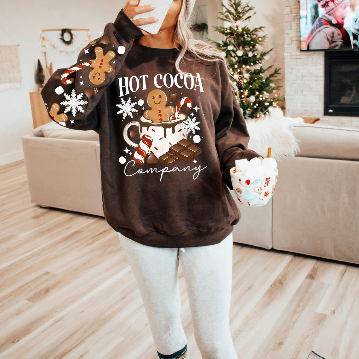 Hot Cocoa Company WHITE WORDS (front only) CSC DTF transfer