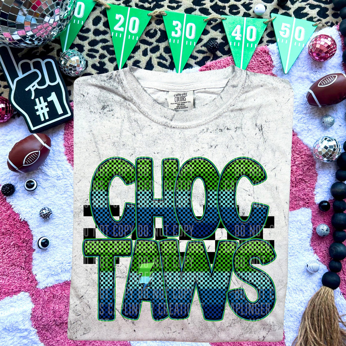 Choctaws Blue and Green Checkered (Caplinger) DTF transfer