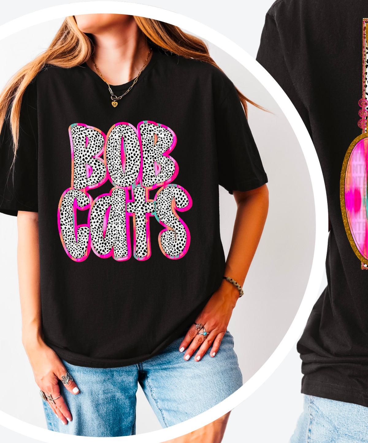 Bobcats Dalmatian filled pink outline 90490 DTF transfer