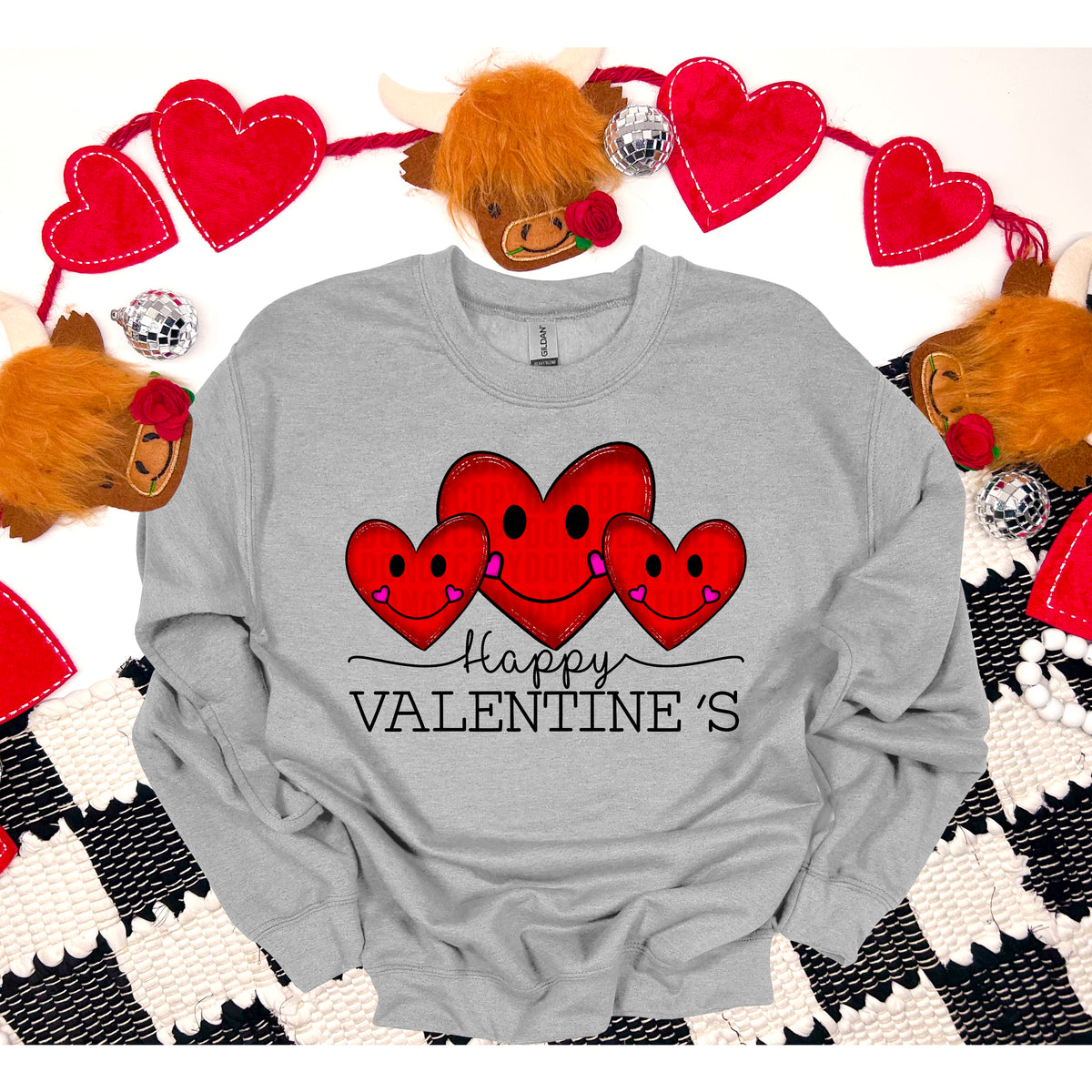 Happy Valentine’s Day trio hearts 103315 DTF transfer