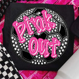 Pink out rhinestone soccer ball 53622 DTF transfer