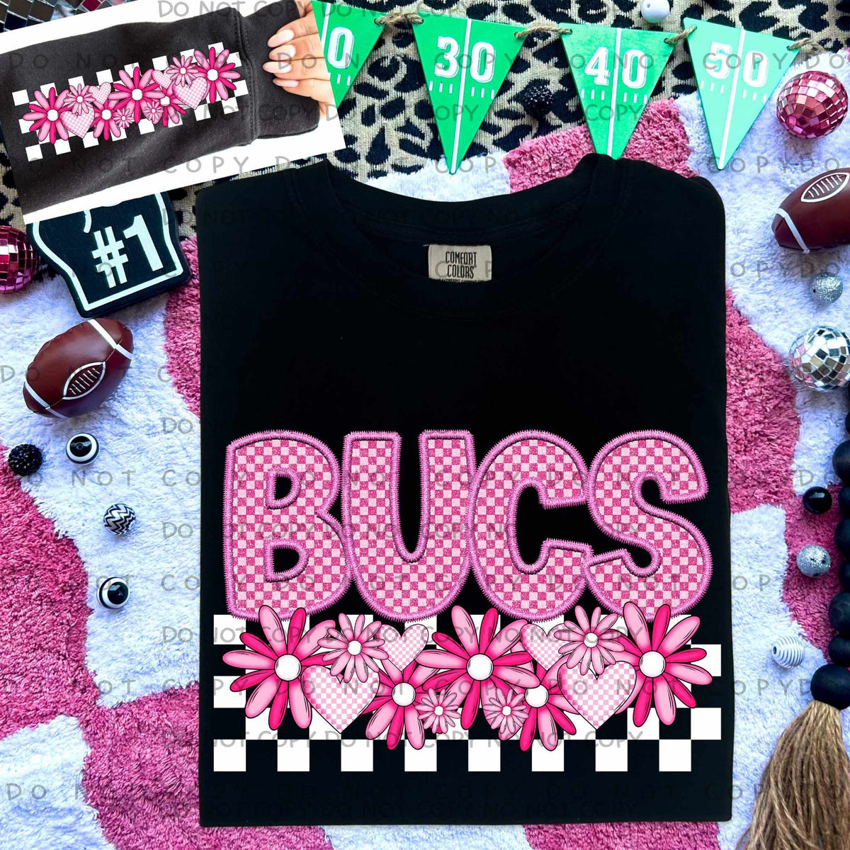 Bucs pink checkered (caplinger) 77826 DTF transfer