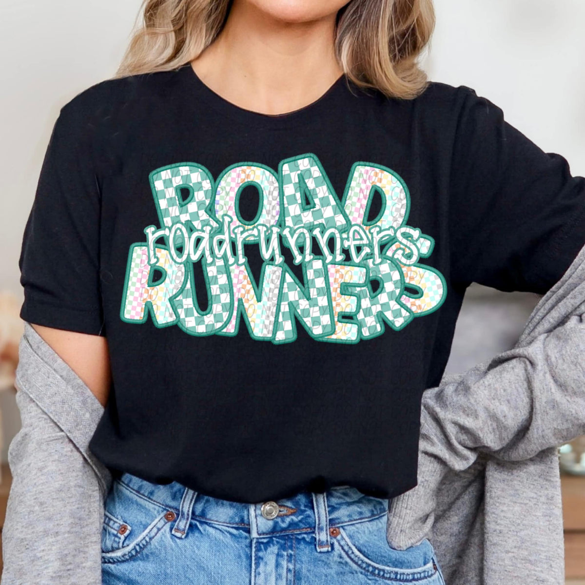 Roadrunners blue and colorful checkered (CITY) 85563 DTF transfer