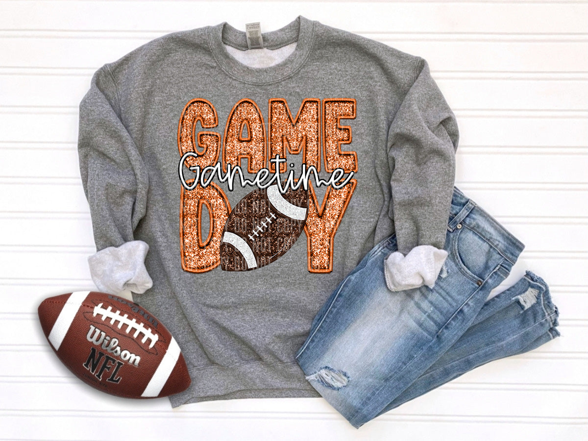 Gametime Game Day Football ORANGE (Caplinger) 97923 DTF transfer