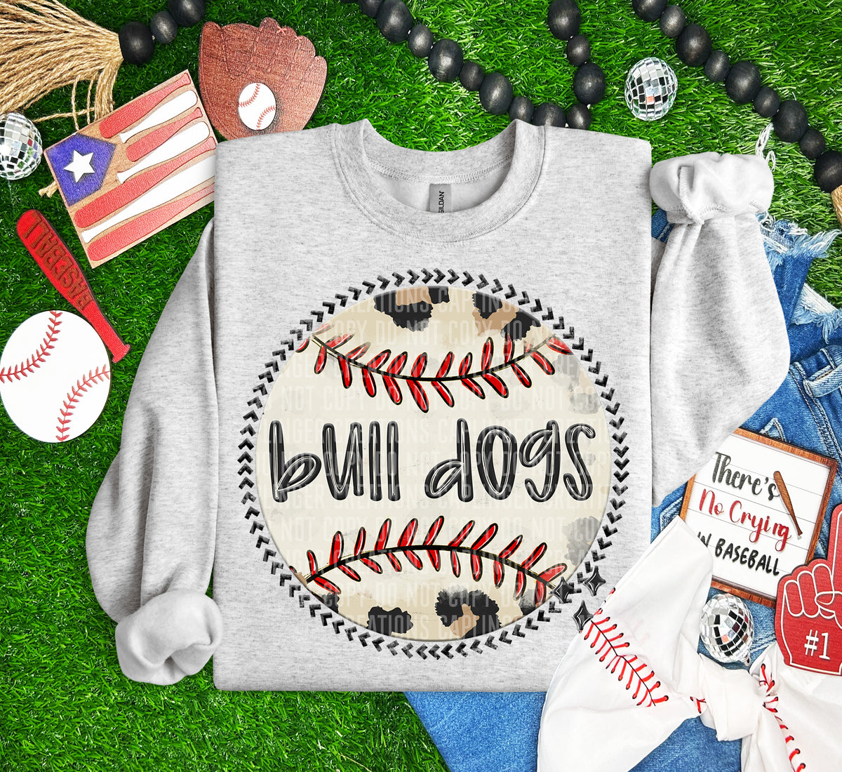 Bull Dogs baseball background (Caplinger) DTF transfer