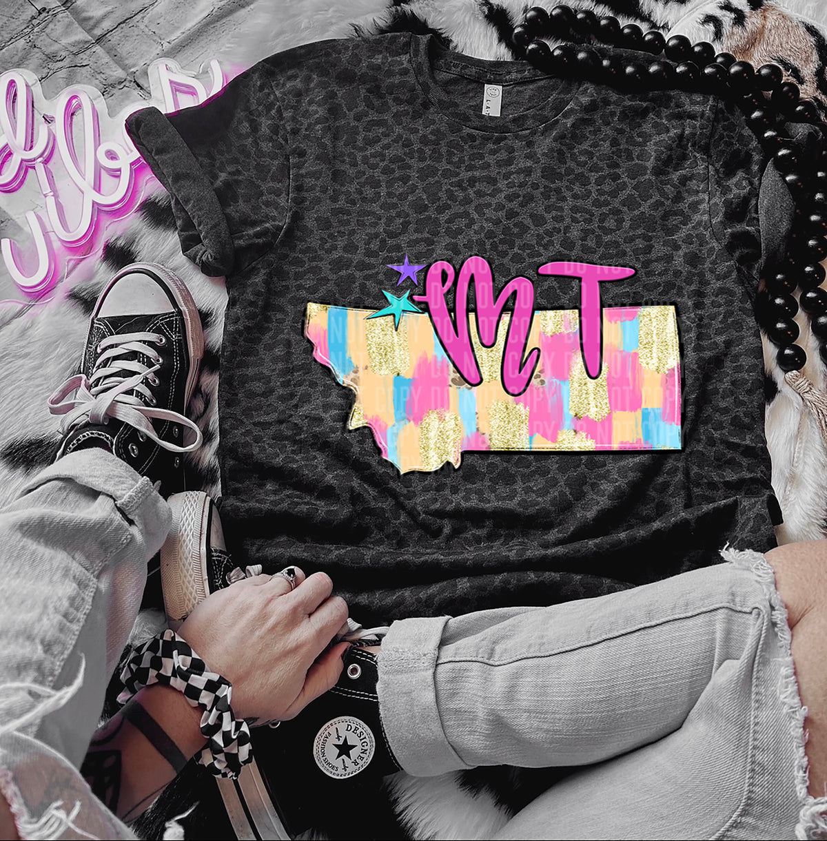 Pink and Gold Brushstroke States (CAPLINGER) DTF transfers