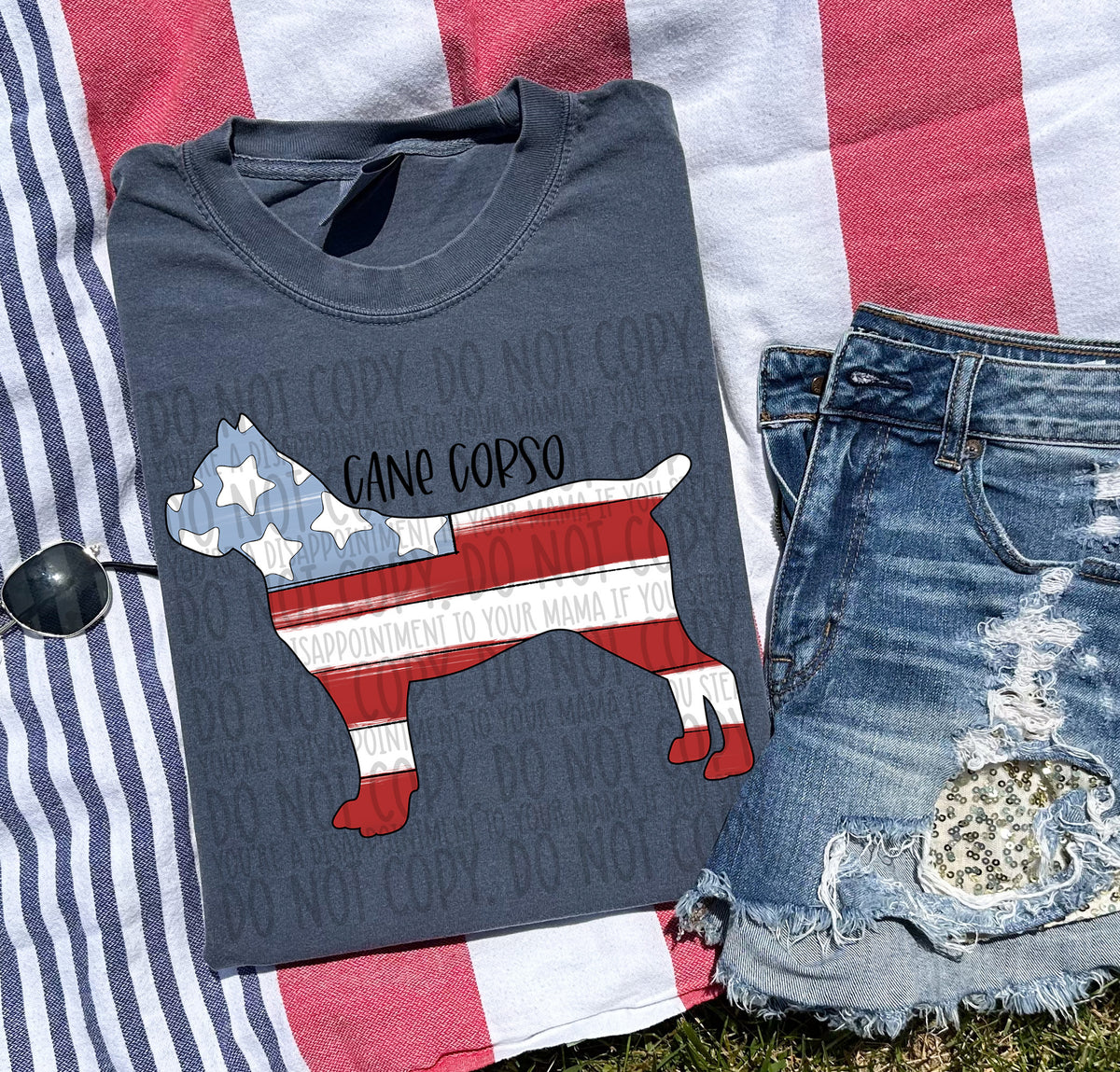 CANE CORSO patriotic black (SWD) DTF transfer