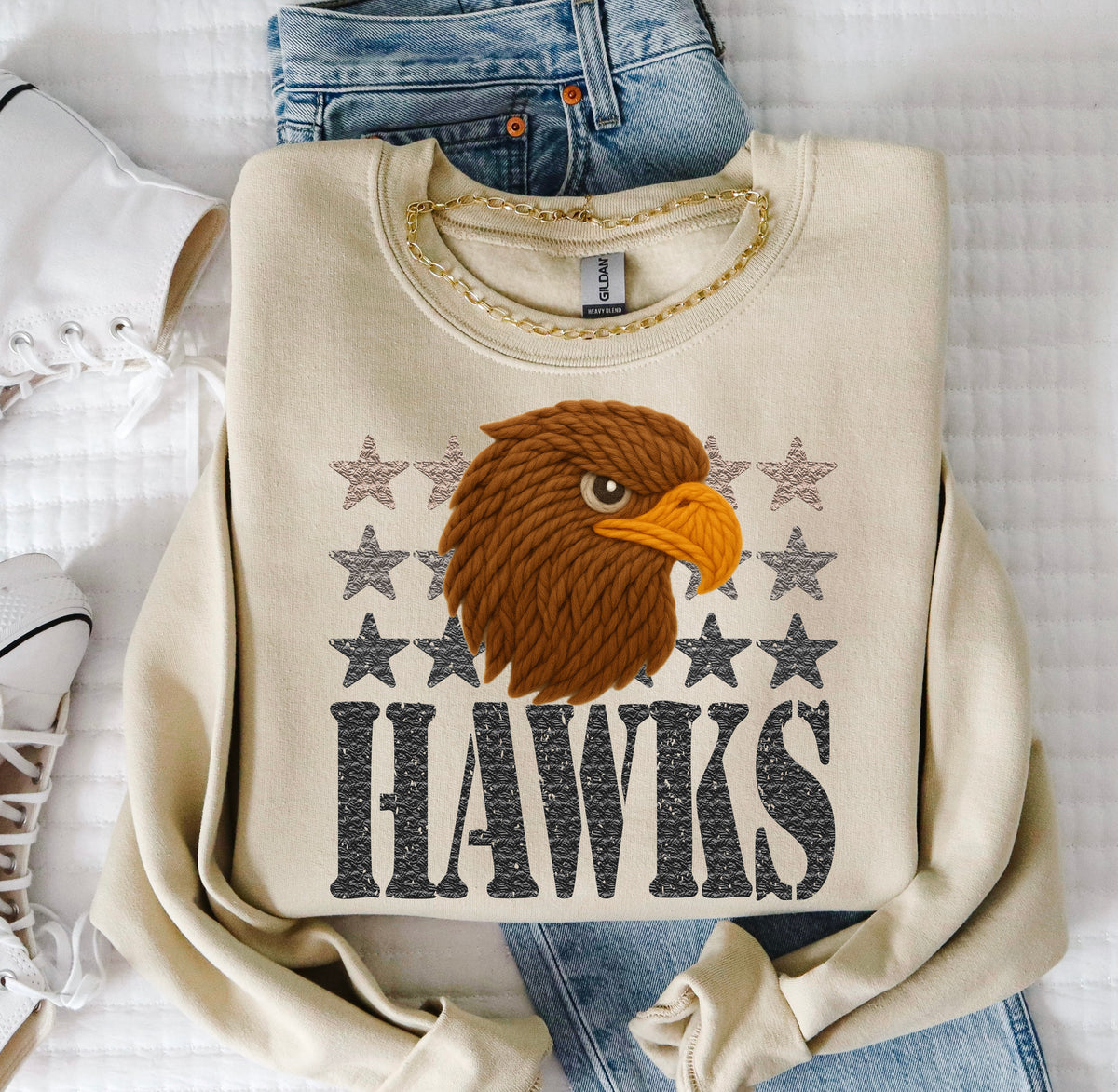 Hawks Yarn Mascot (S&G) DTF transfer