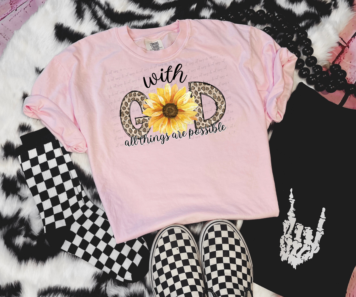 With God yellow flower 28976 DTF Transfer