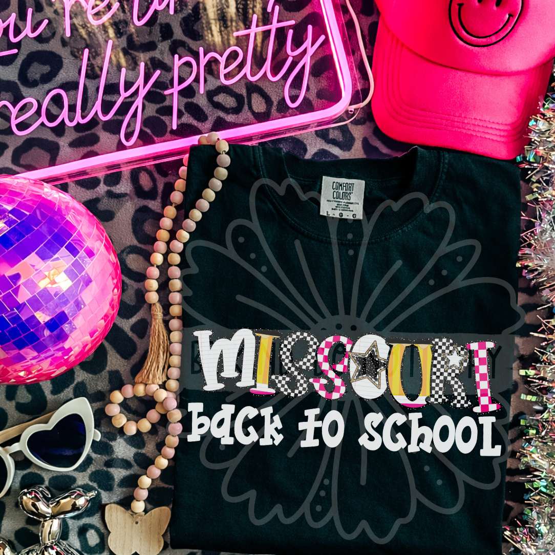 missouri back to school patterned letters (vehement) DTF Transfer