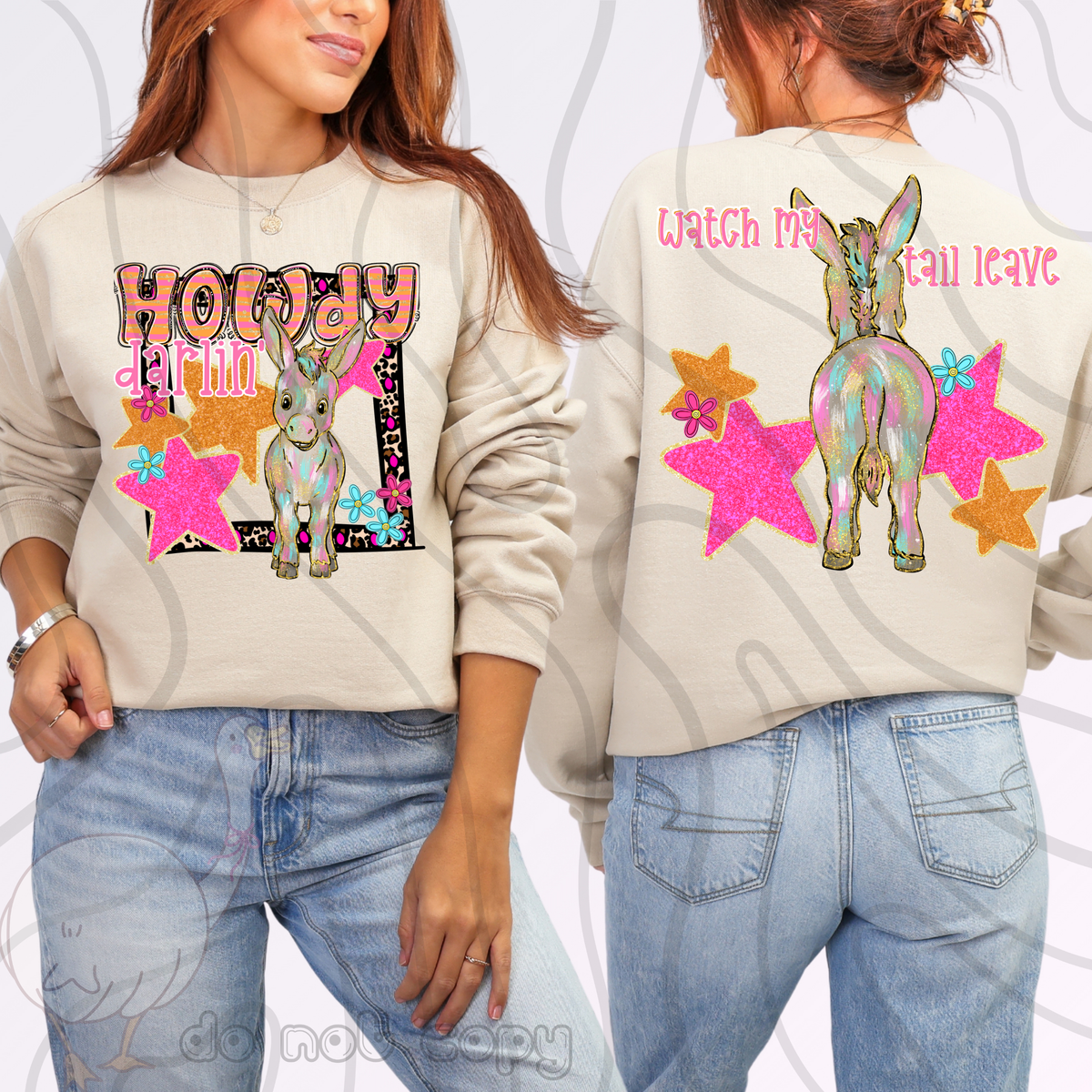 Watch my tail leave donkey (BACK ONLY) (DKD) DTF Transfer