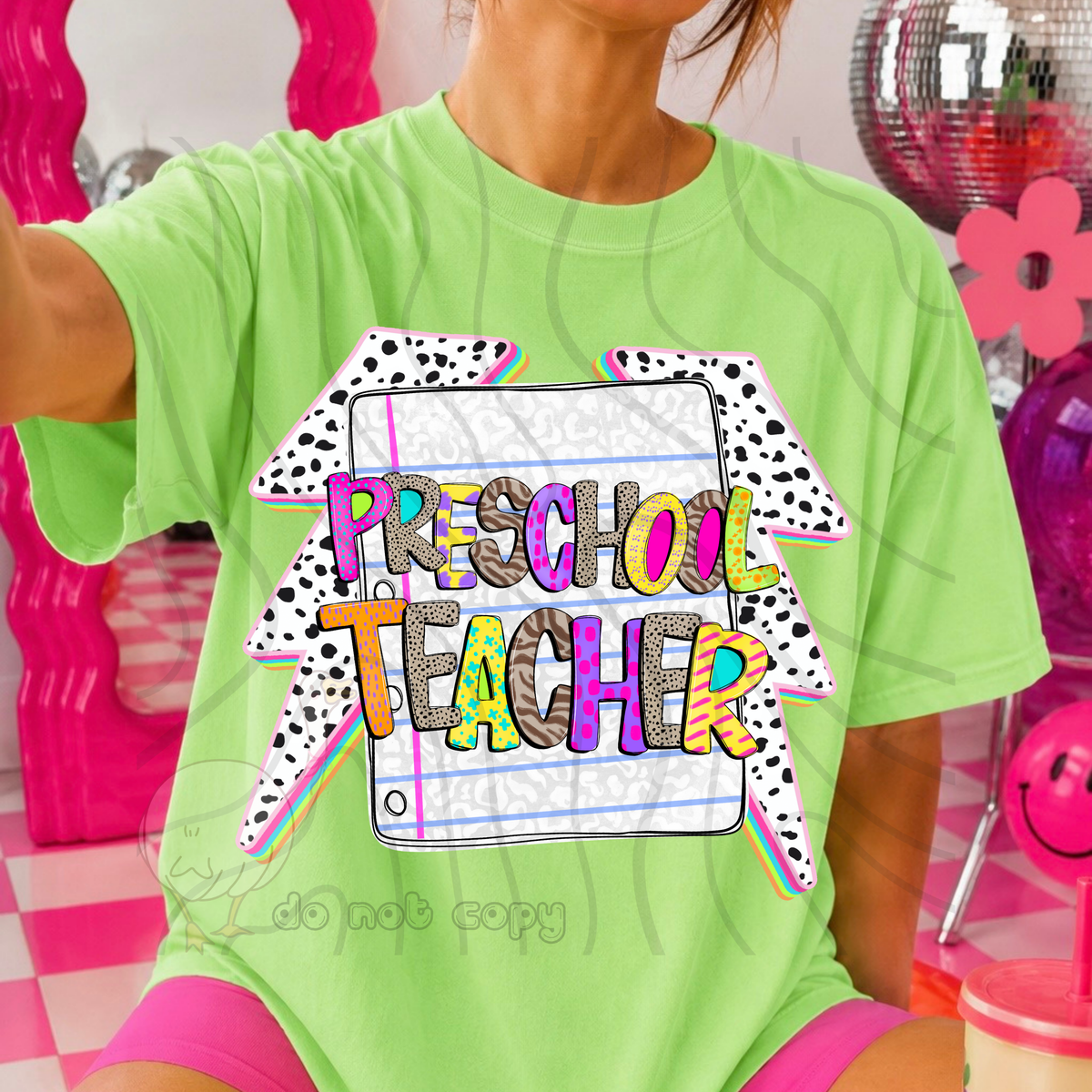 Preschool teacher dalmatian lightning bolts (DKD) DTF transfer