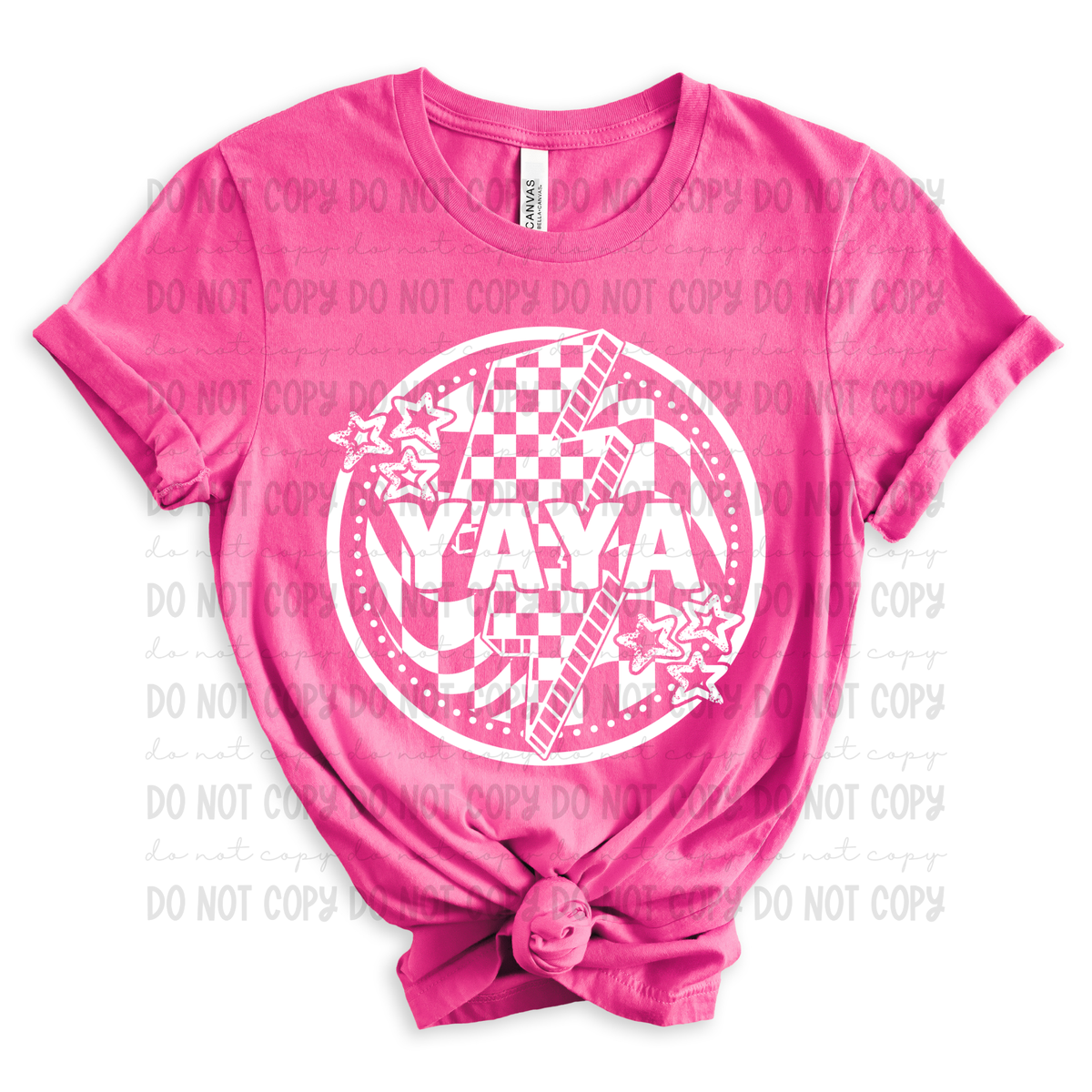 Yaya White Checkered Bolt (REVEL) DTF transfer
