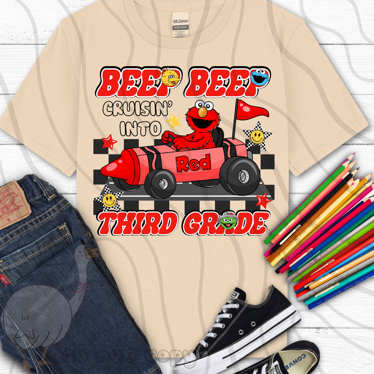 Beep beep red third grade (DKD) DTF Transfer