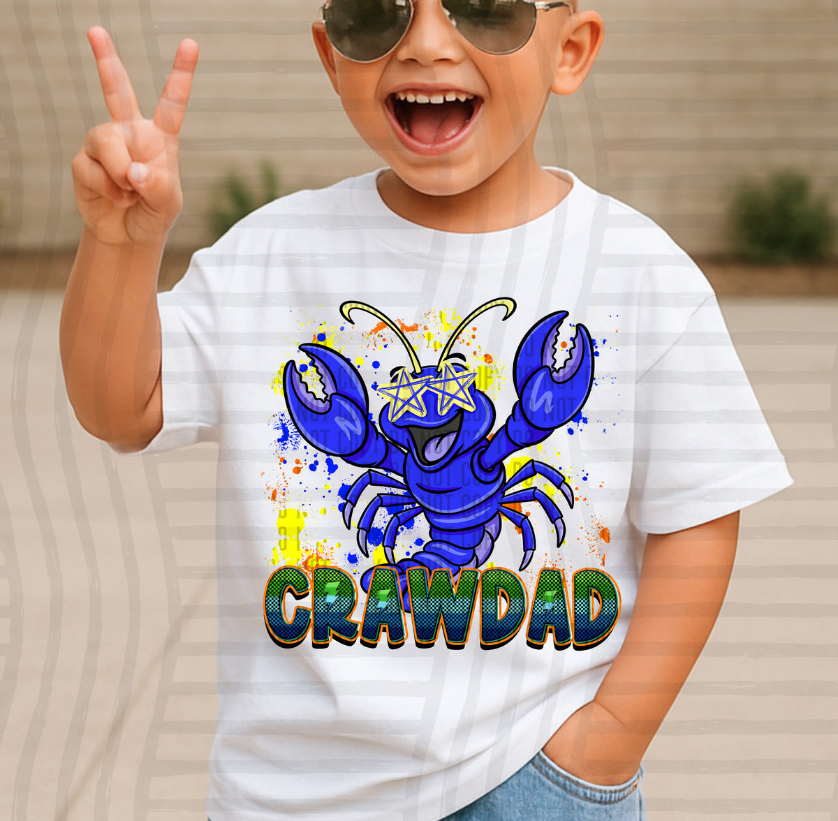 crawdads paint splatter boy blue green and yellow (Caplinger) DTF Transfer