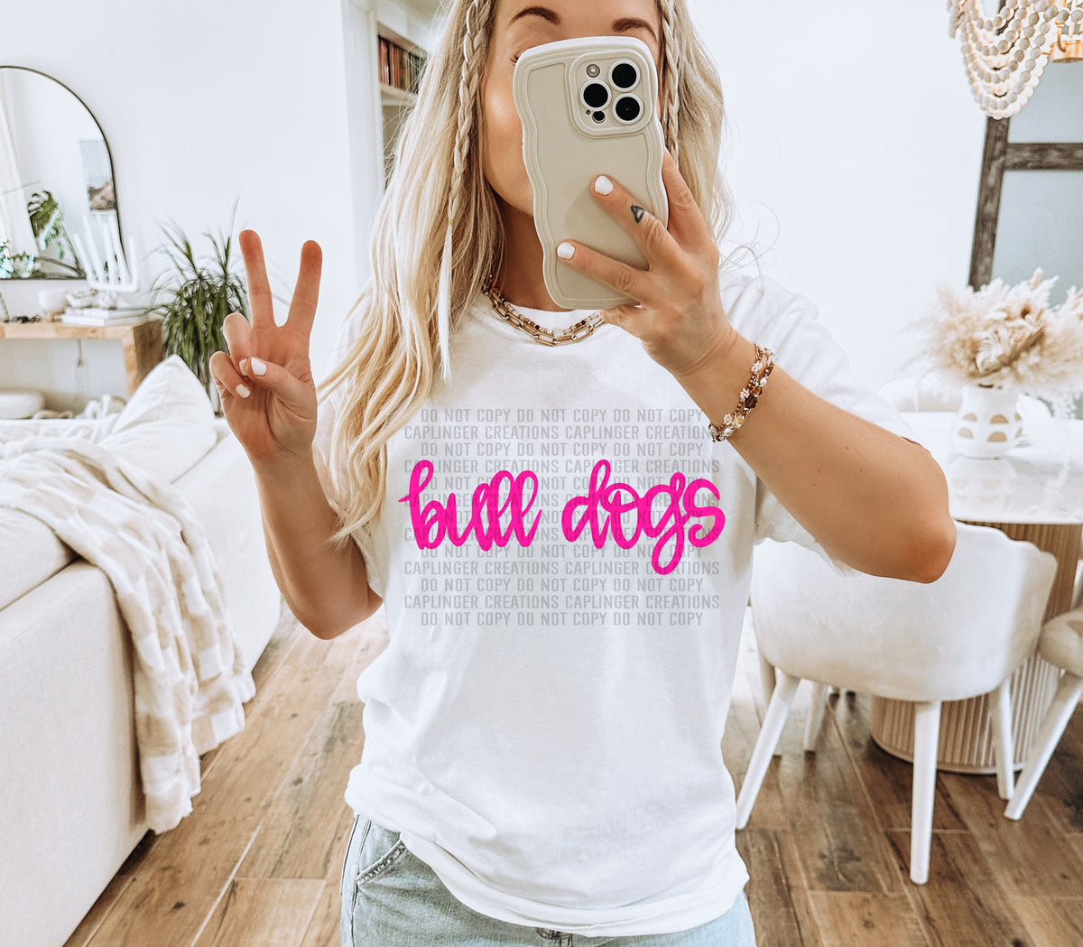 Bull Dogs Pink Hand Lettering (Caplinger) DTF transfer