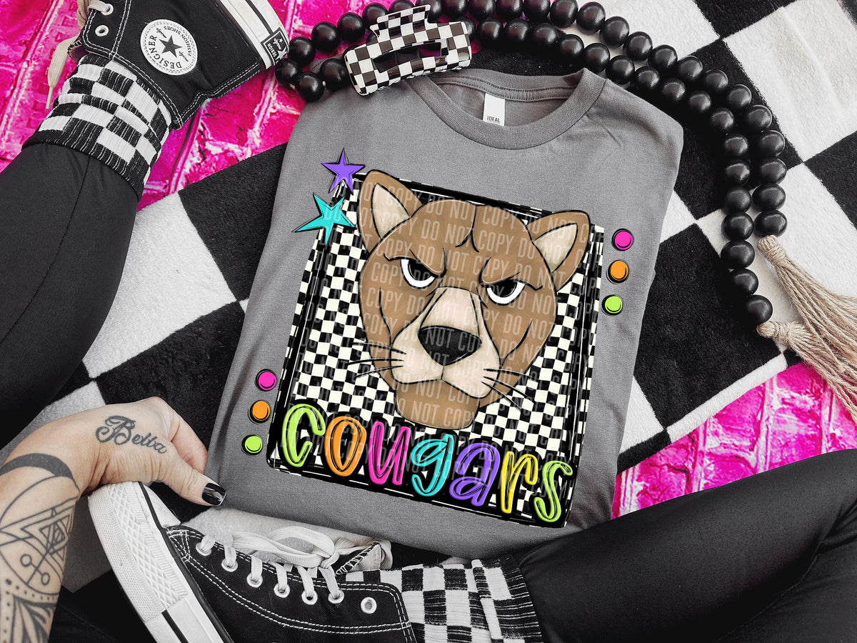 Checkered Preppy Bright Cougars Brown (Caplinger) DTF transfer