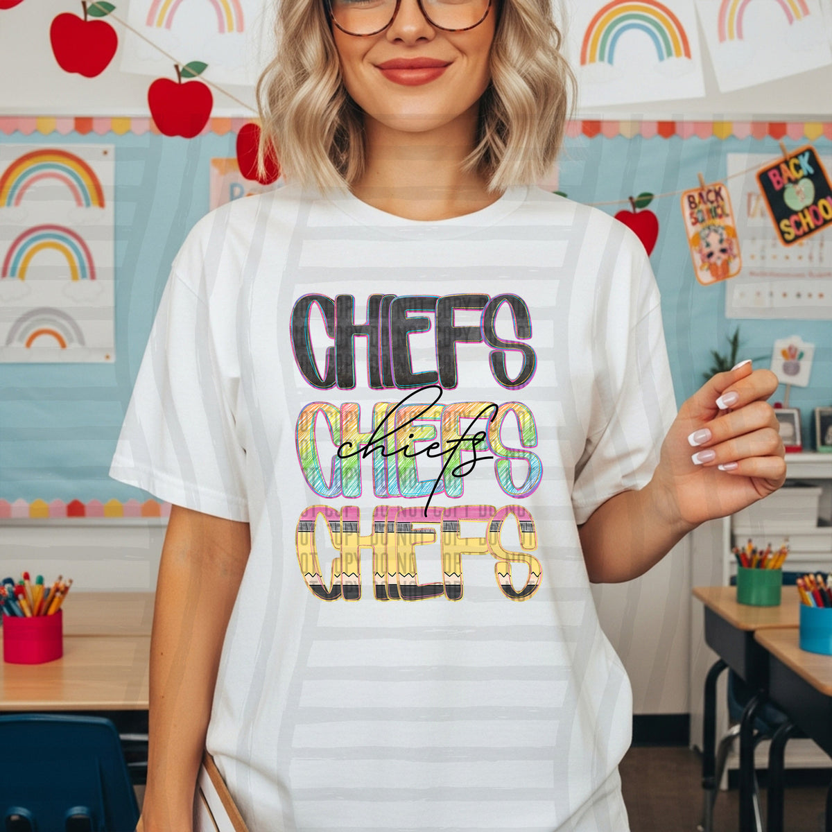 chiefs crayon cutie stacked (Caplinger) DTF Transfer