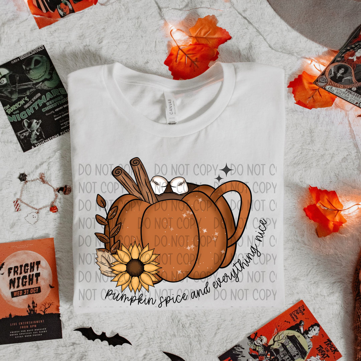Pumpkin spice and everything nice pumpkin coffee cup SW DTF transfer
