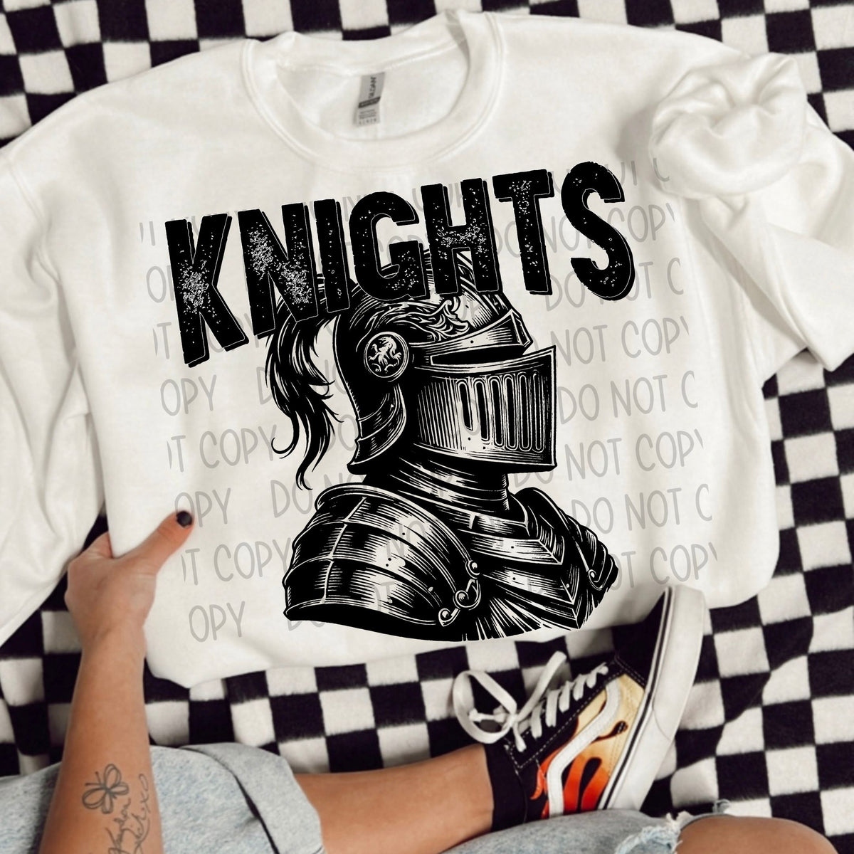 Knights black/white outline DTF transfer