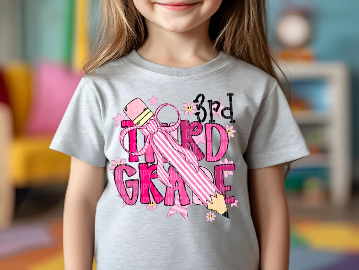Third grade PINK with pencil (Caplinger) 107206 DTF transfer