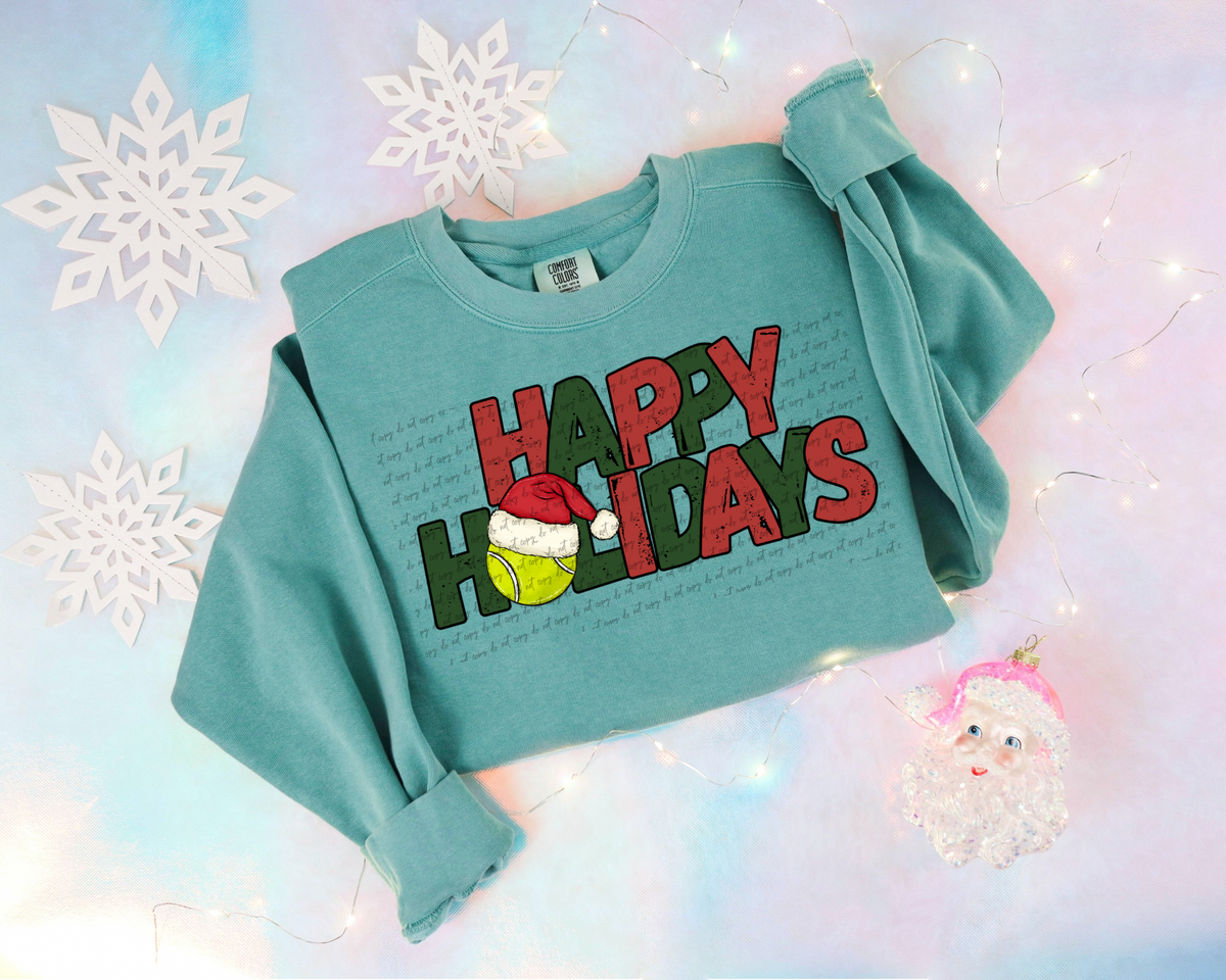 Happy Holidays tennis santa hat 30354 DTF TRANSFER
