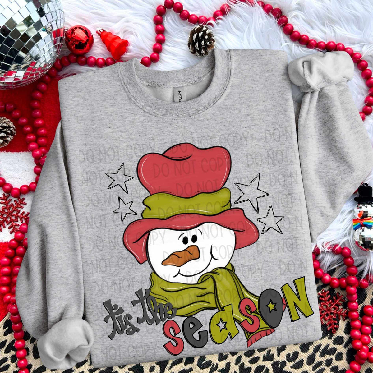 Tis the season snowman with green scarf (SW) 65447 DTF transfer