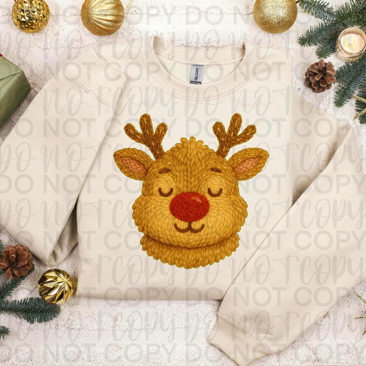 Faux crochet reindeer (sweet starlight) DTF transfer