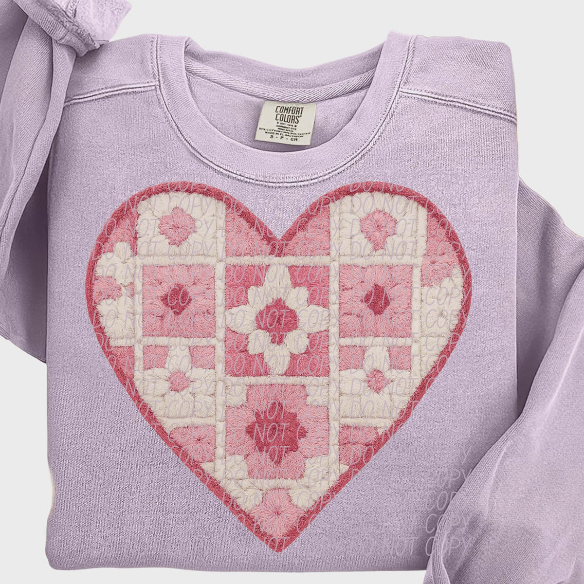 Pink and white patchwork heart (city) DTF transfer