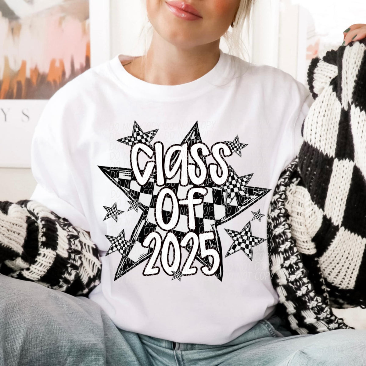 Class of 2025 checkered stars (CITY) 85478 DTF transfer