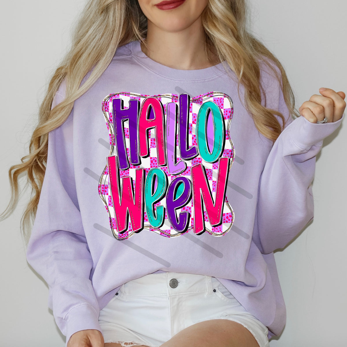 Halloween bright checker background 114119 DTF Transfer