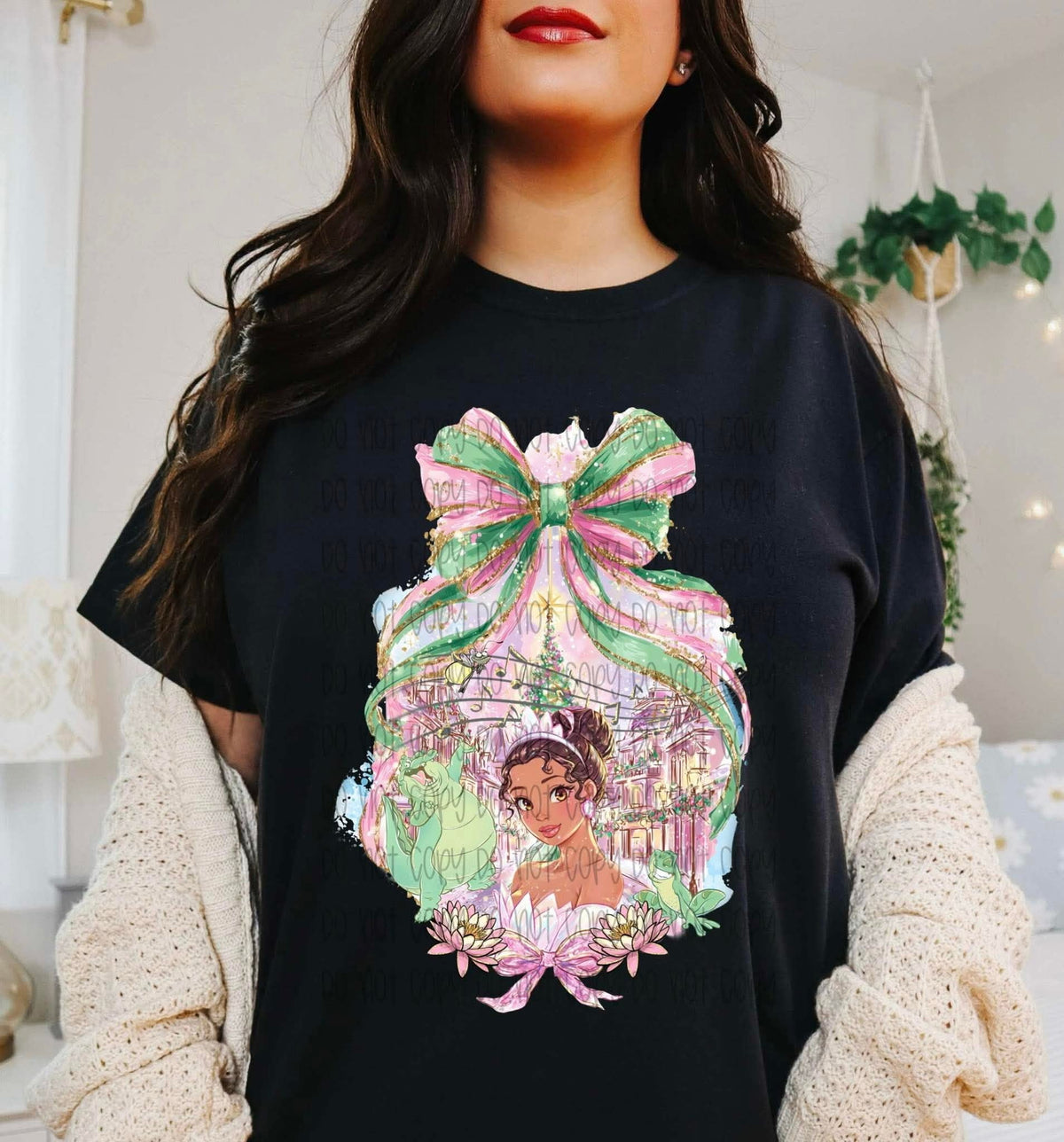 Princess with green and pink bow (SSD/renewed) DTF transfer