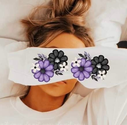 Purple black white flowers SLEEVE (MMD) 52603 DTF transfer
