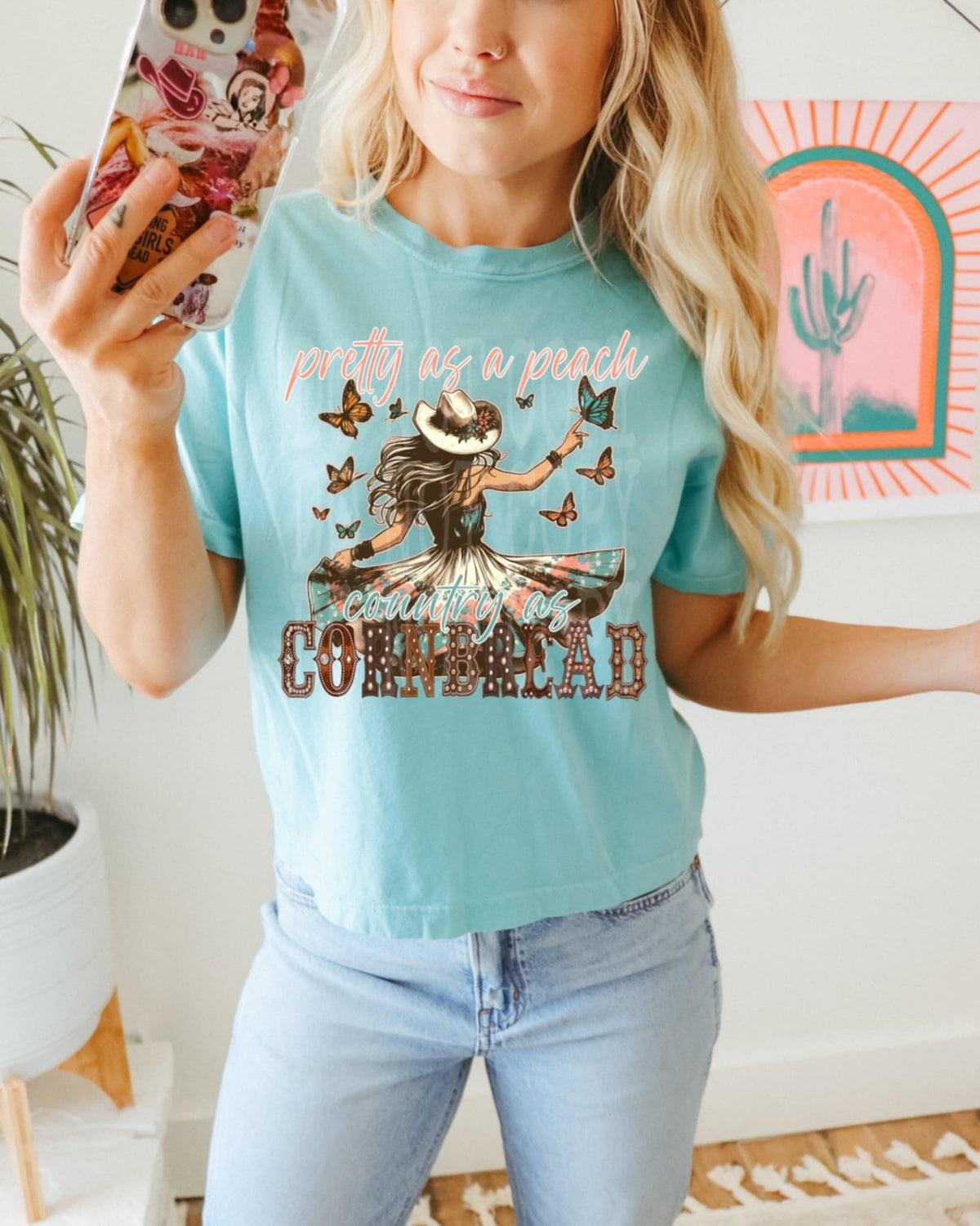 Pretty as a peach country as cornbread (DD) 91433 DTF transfer