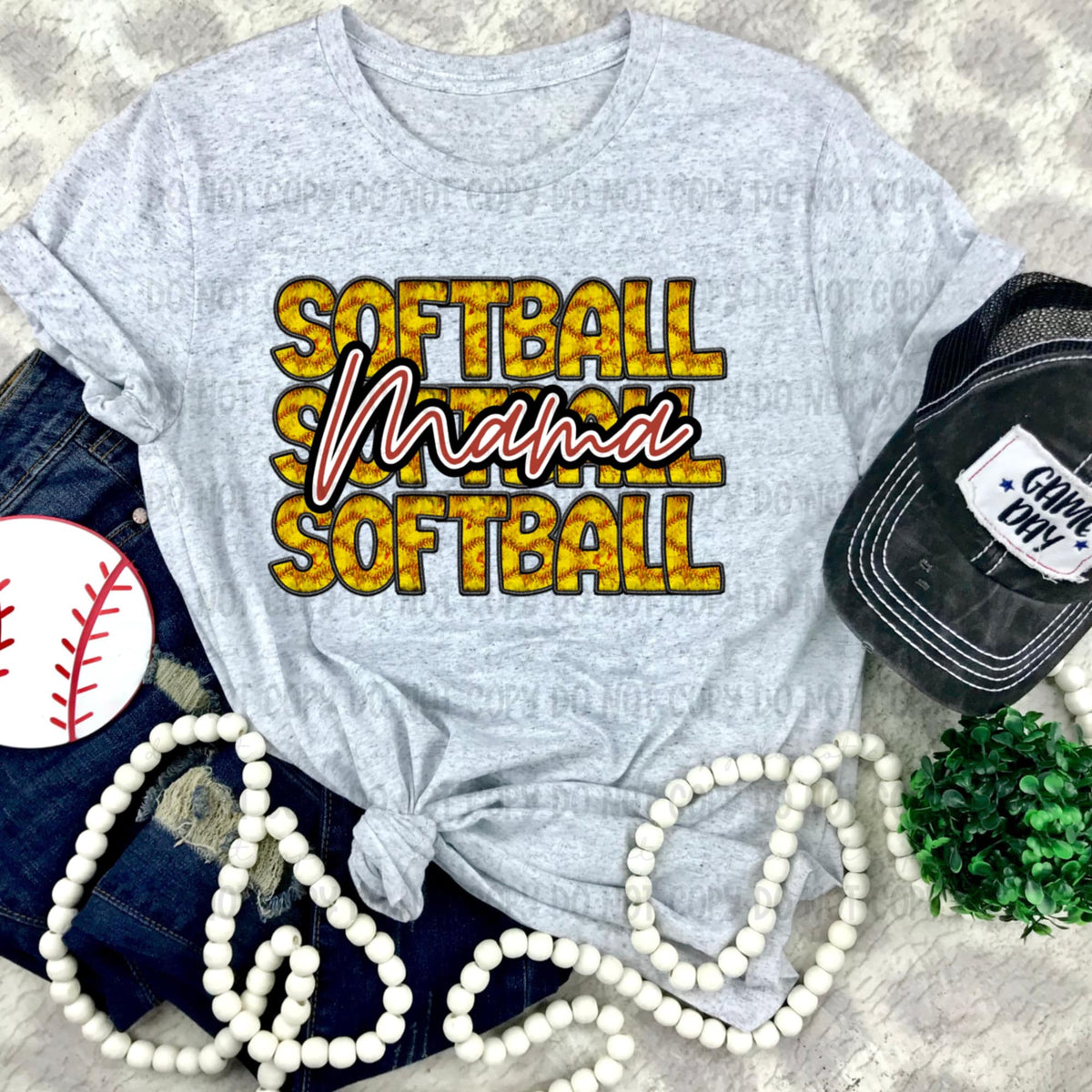 Softball mama stacked red font (REVEL) 91198 DTF transfer
