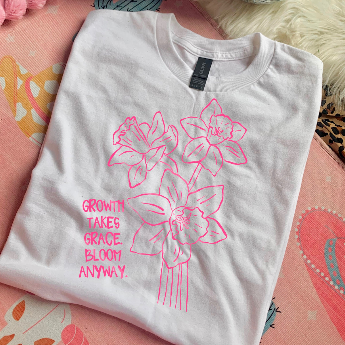 Growth takes Grace bloom anyway PINK 110618 DTF transfer