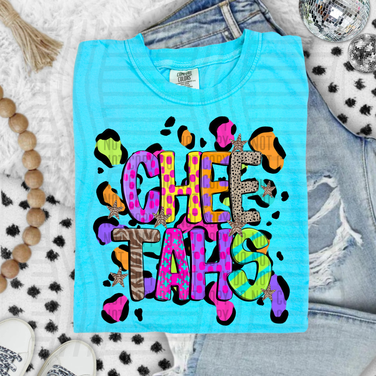 Cheetahs Funky Mix Up Leopard Mascot (Caplinger) DTF transfer