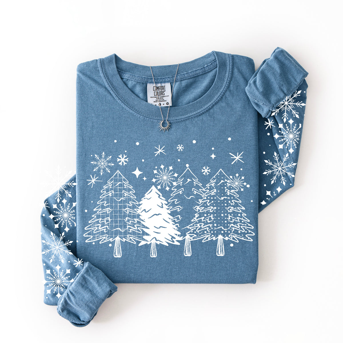 Patterned trees white (set two sleeves) (csc) DTF Transfer