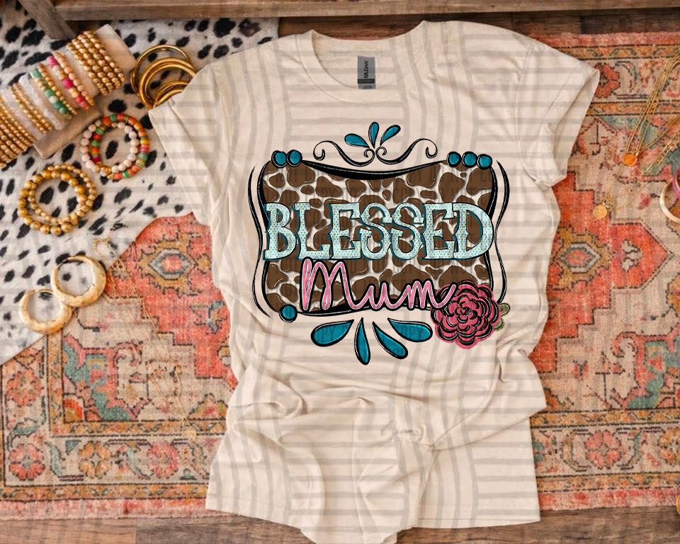 Blessed Mum cow print frame (Caplinger) DTF Transfer