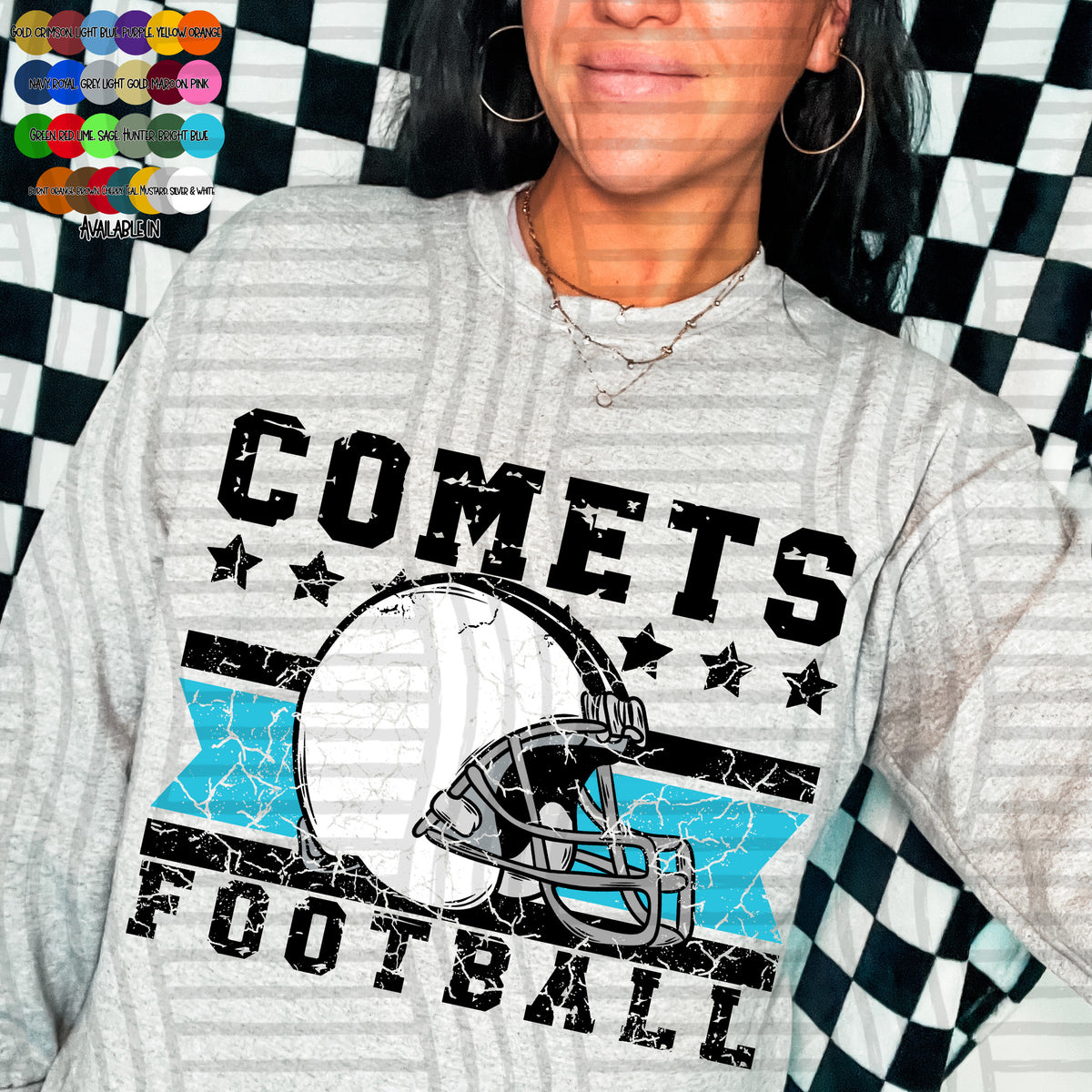 comets football helmet distressed colors (caplinger) DTF transfer